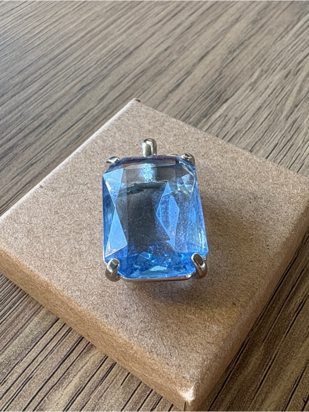 Blue Rectangular Crystal Pendant